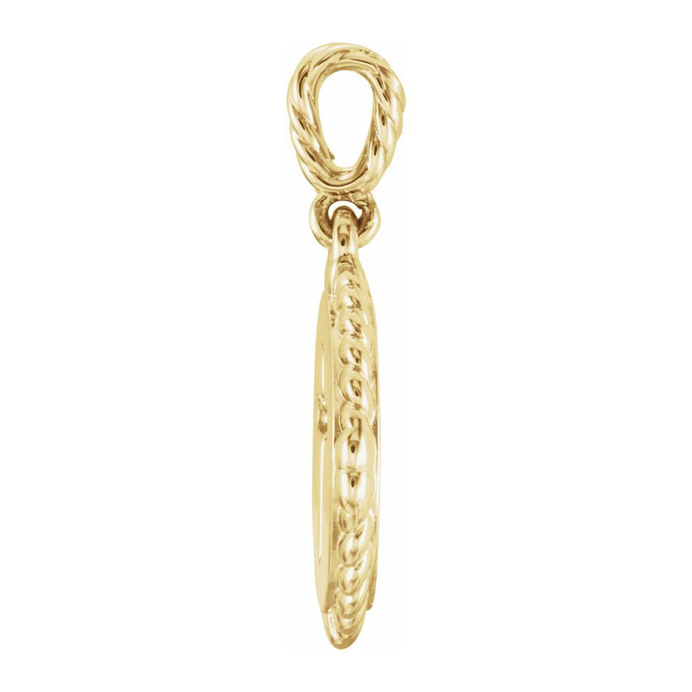 Alternate view of the 14K Yellow Gold .04 CTW Diamond Cross Rope Disc Pendant, 13mm by The Black Bow Jewelry Co.