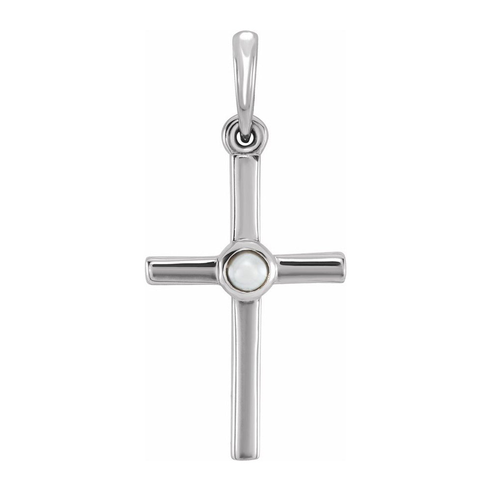 Alternate view of the 14K Yellow, White or Rose Gold FW Cultured Pearl Cross Pendant 11x24mm by The Black Bow Jewelry Co.