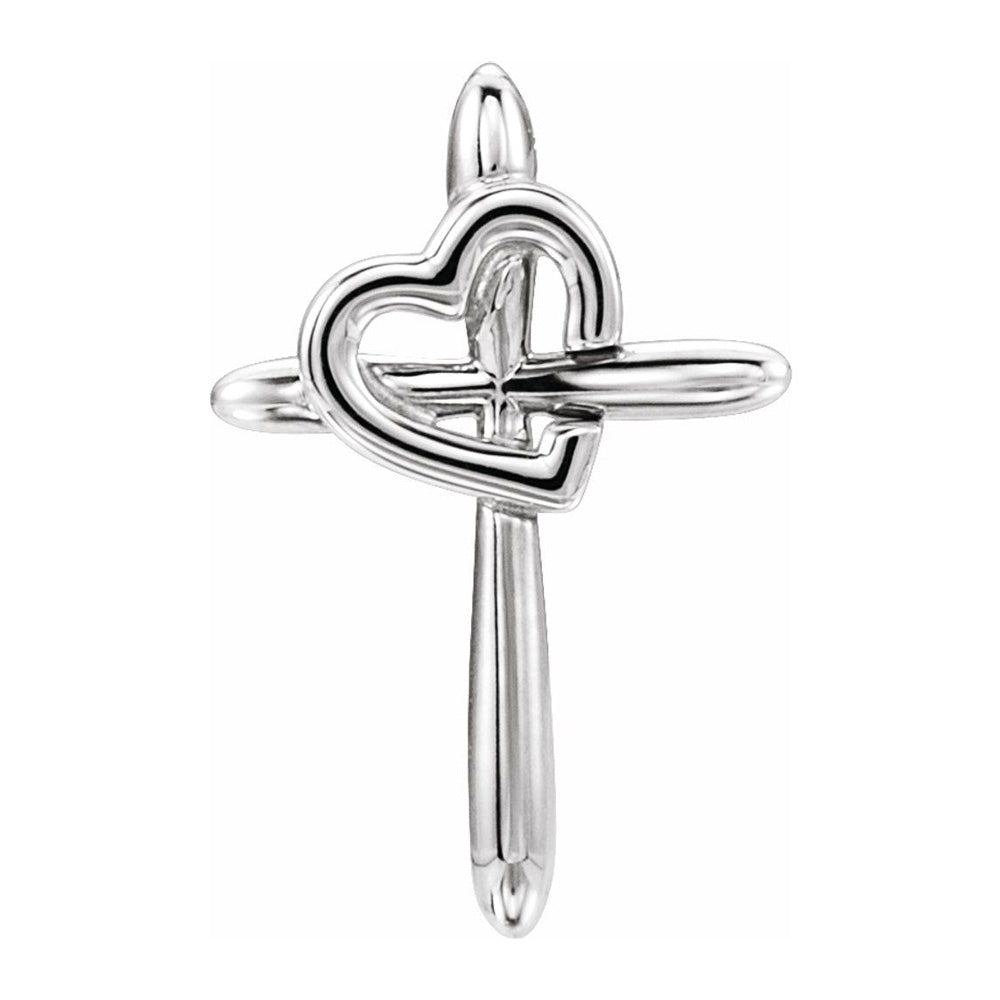 Alternate view of the 14K Two Tone, White or Yellow Gold Cross Heart Slide Pendant, 13x20mm by The Black Bow Jewelry Co.