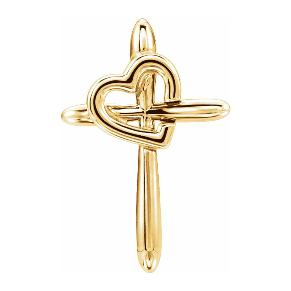Alternate view of the 14K Two Tone, White or Yellow Gold Cross Heart Slide Pendant, 13x20mm by The Black Bow Jewelry Co.