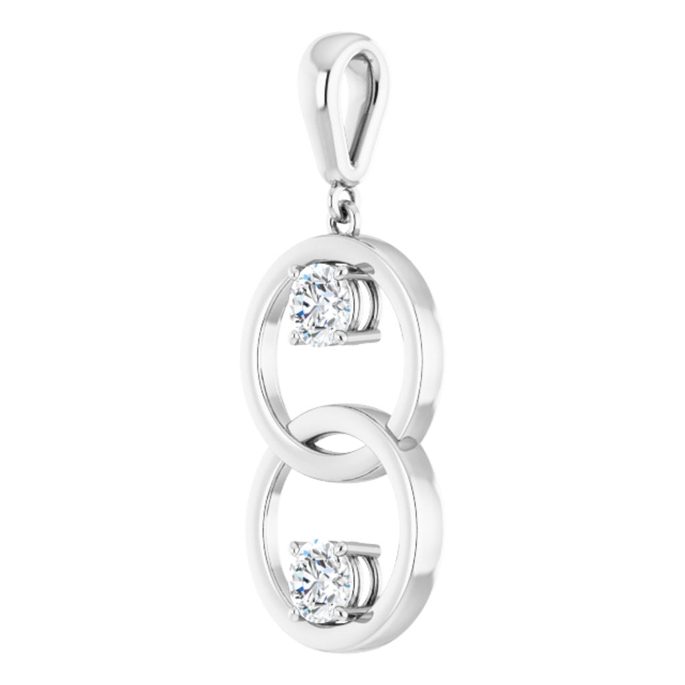 Alternate view of the 14K White Gold 1/2 CTW Diamond Double Circle Pendant, 12 x 30mm by The Black Bow Jewelry Co.