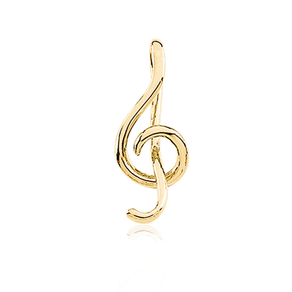 14k Yellow Gold Treble Clef Music Pendant, Item P8074 by The Black Bow Jewelry Co.