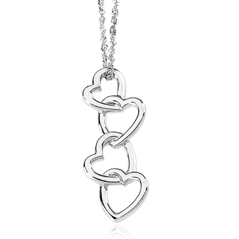 14k White Gold Four Heart Pendant, Item P8080 by The Black Bow Jewelry Co.