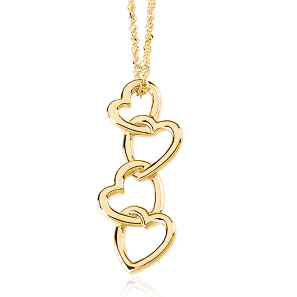 14k Yellow Gold Four Heart Pendant, Item P8081 by The Black Bow Jewelry Co.