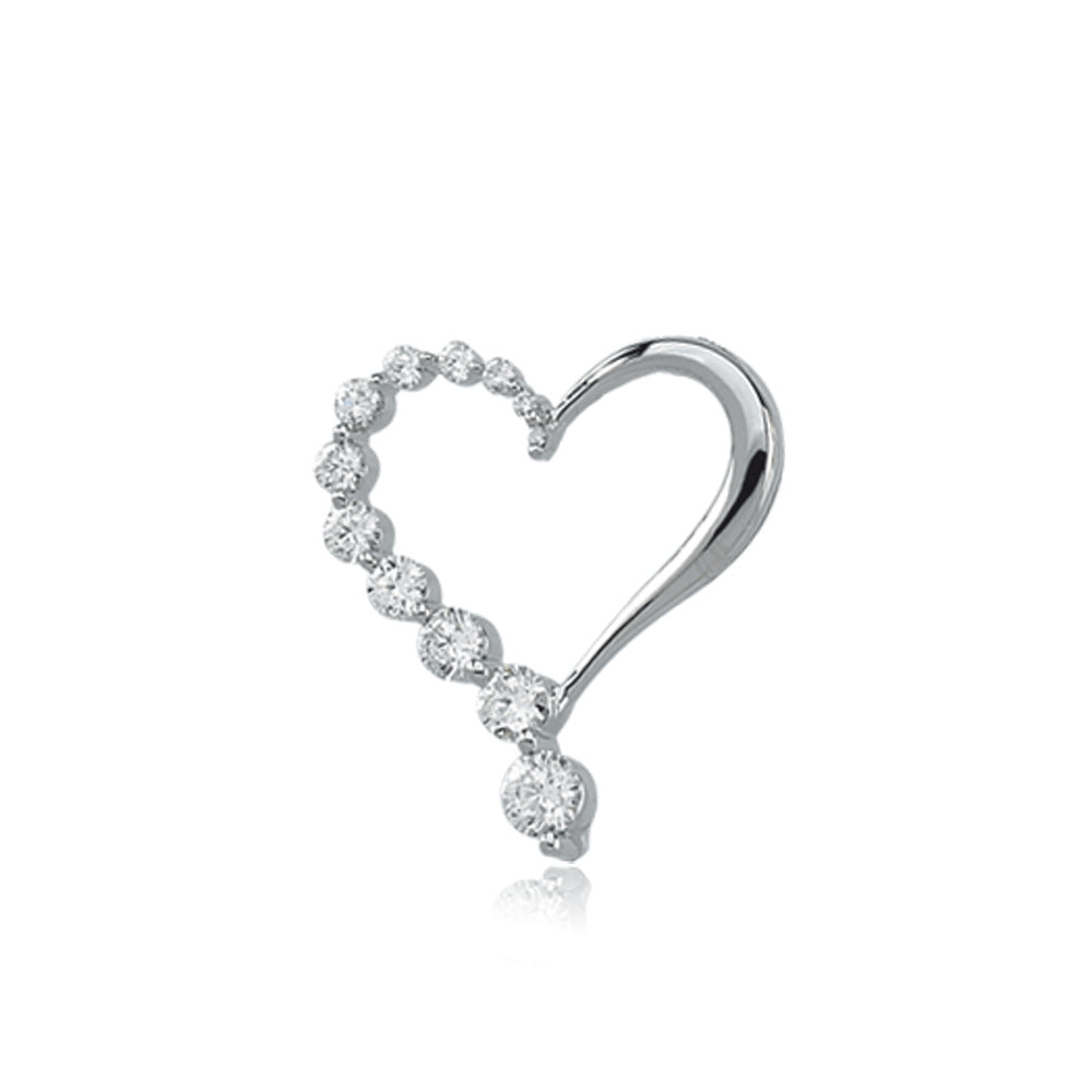 Journey Diamond Heart Pendant in 14k White Gold, Item P8217 by The Black Bow Jewelry Co.