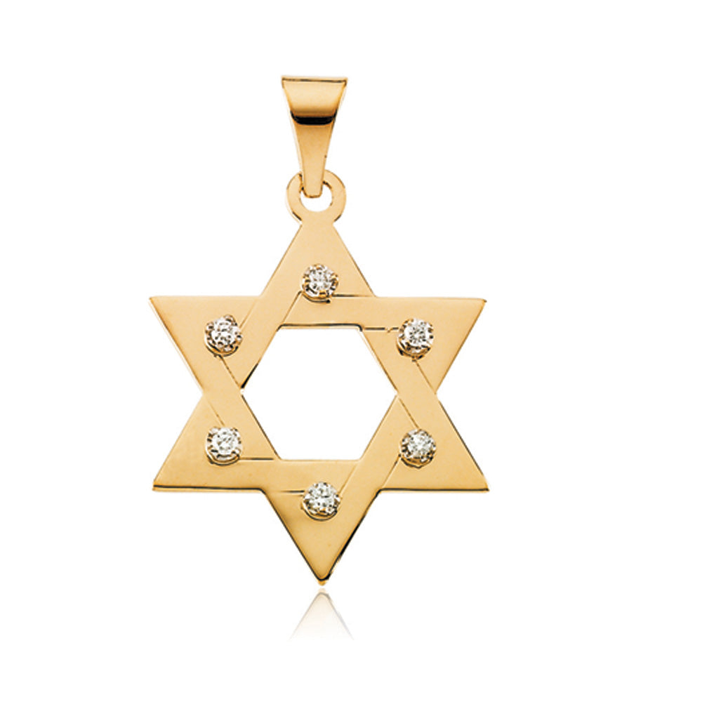 14k Yellow Gold and Diamond Star of David Pendant, 19mm, Item P8251 by The Black Bow Jewelry Co.