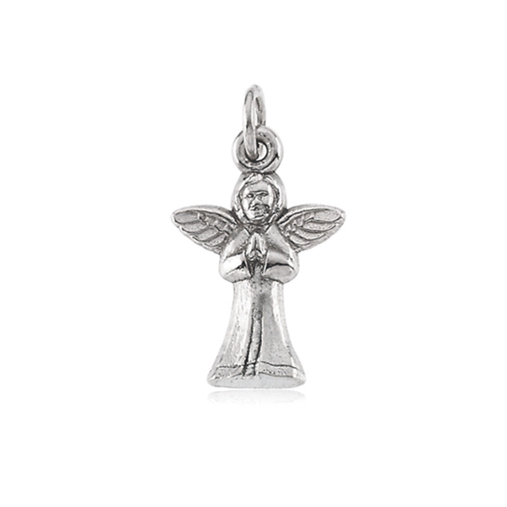 14k White Gold Praying Angel Pendant, Item P8266 by The Black Bow Jewelry Co.