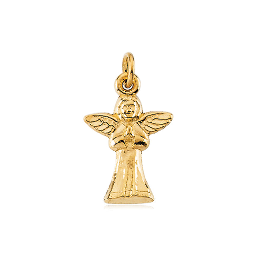 14k Yellow Gold Praying Angel Pendant, Item P8267 by The Black Bow Jewelry Co.