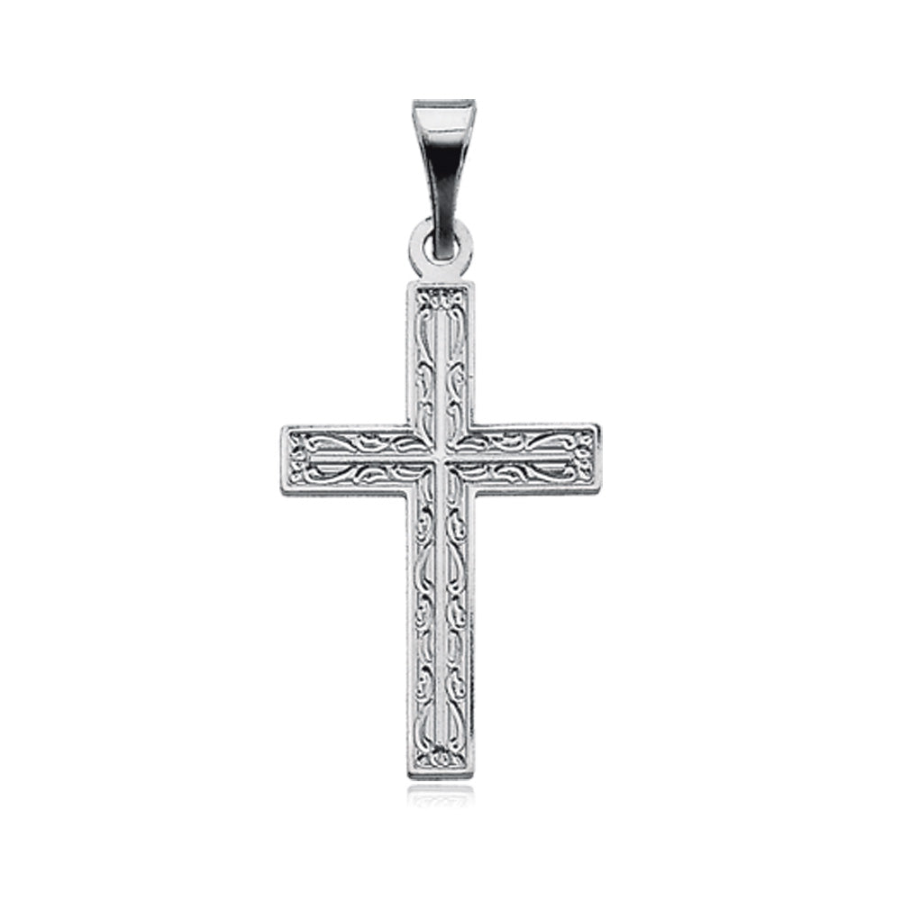 14k White Gold Scrolled Cross Pendant, Item P8284 by The Black Bow Jewelry Co.