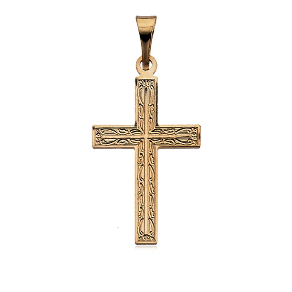 14k Yellow Gold Scrolled Cross Pendant, Item P8285 by The Black Bow Jewelry Co.