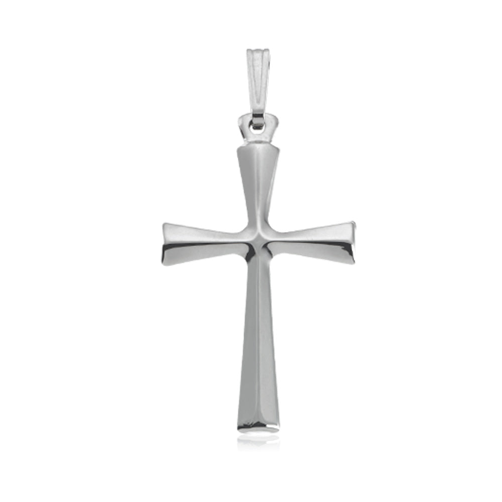 Sterling Silver Contemporary Hollow Cross Pendant, 19 x 35mm, Item P8288 by The Black Bow Jewelry Co.