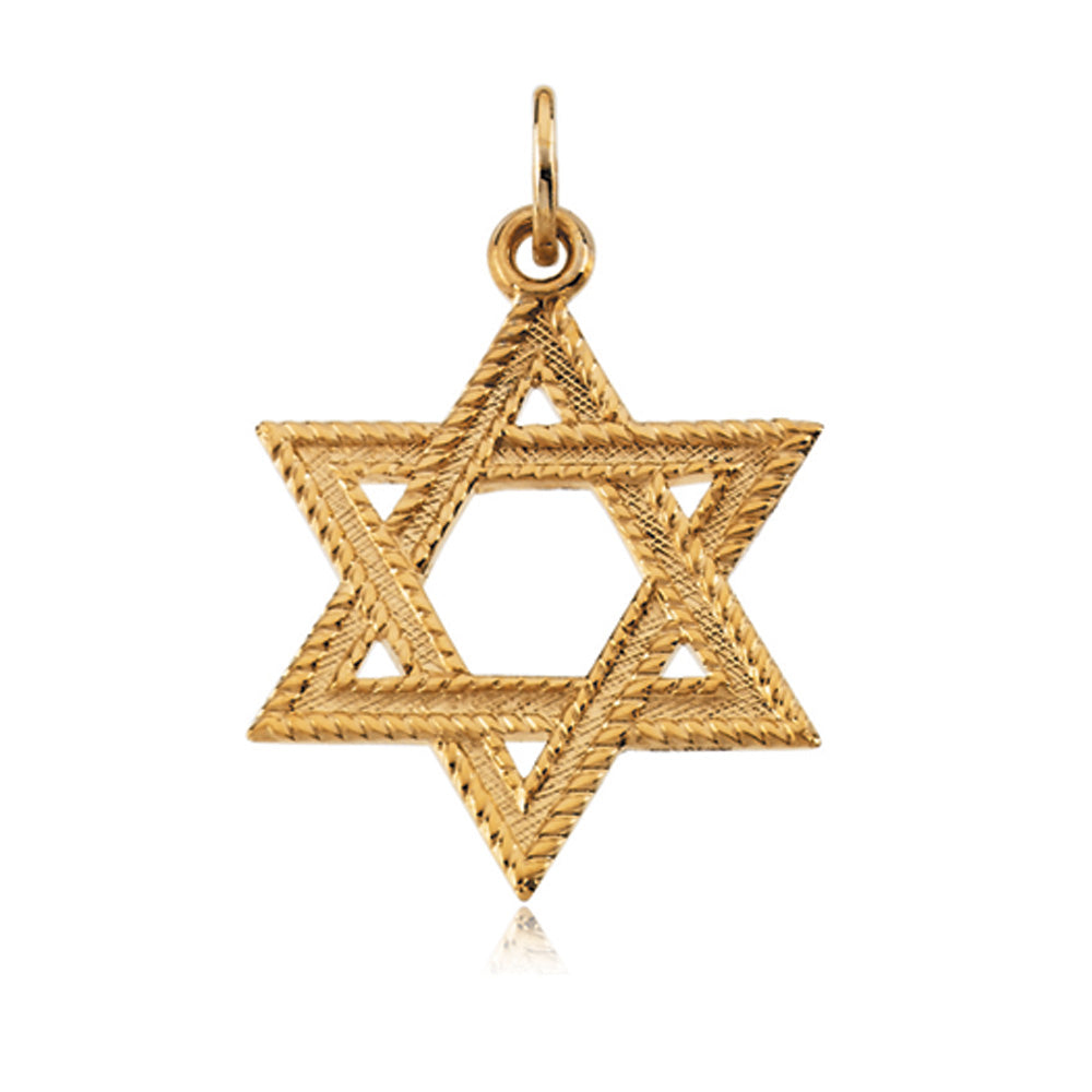 14k Yellow Gold Textured Star of David Pendant, Item P8297 by The Black Bow Jewelry Co.