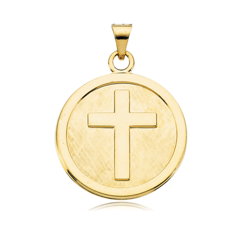 14k Yellow Gold Confirmation Medal Charm, 23mm, Item P8298 by The Black Bow Jewelry Co.