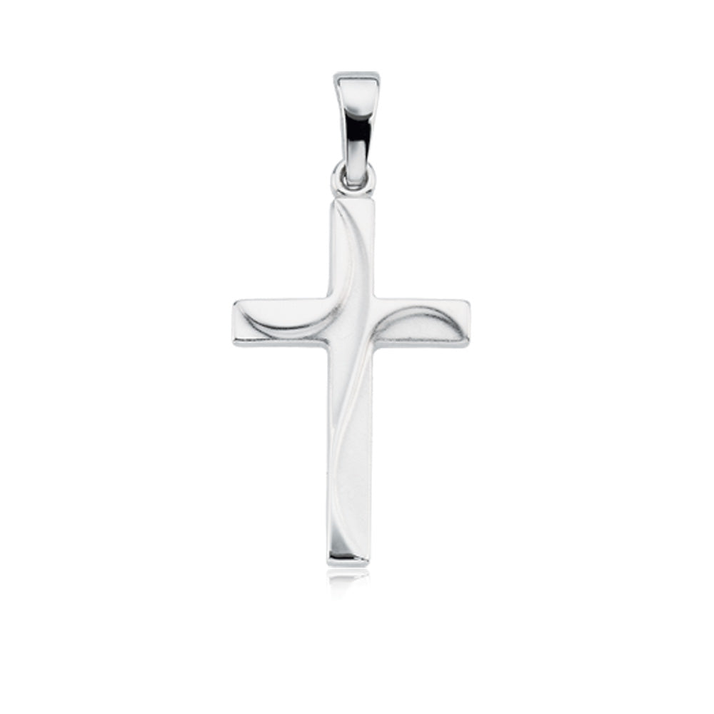 14k White Gold Swirl Cross Pendant, Item P8300 by The Black Bow Jewelry Co.