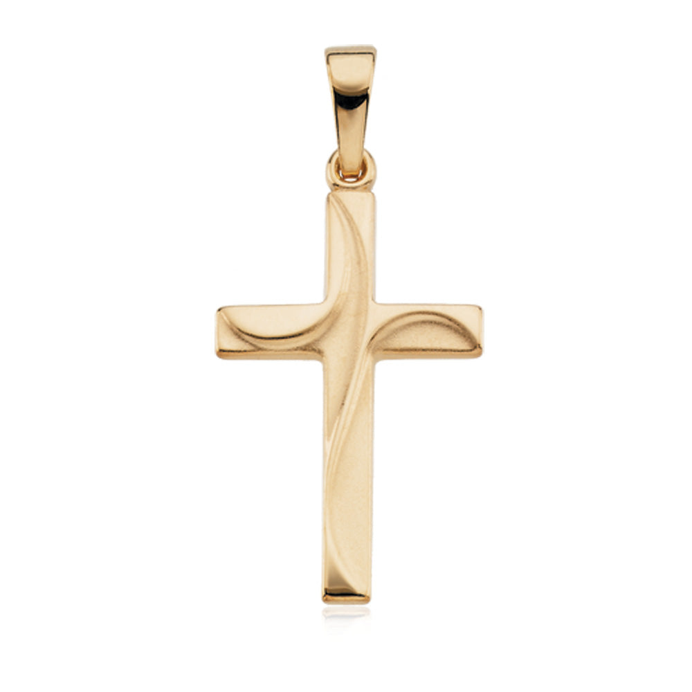 14k Yellow Gold Swirl Cross Pendant, Item P8301 by The Black Bow Jewelry Co.