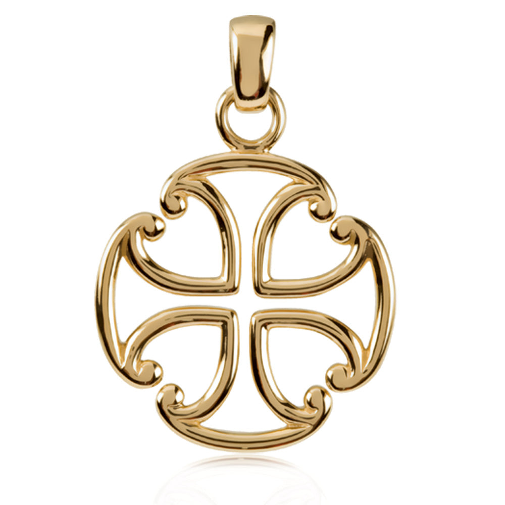 14k Yellow Gold Maltese Cross Pendant, Item P8666 by The Black Bow Jewelry Co.