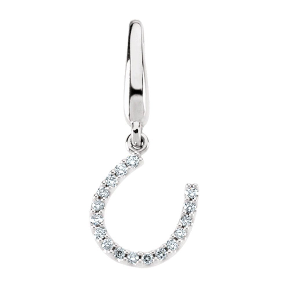 .08 cttw Diamond Horseshoe Charm in 14k White Gold, Item P8835 by The Black Bow Jewelry Co.