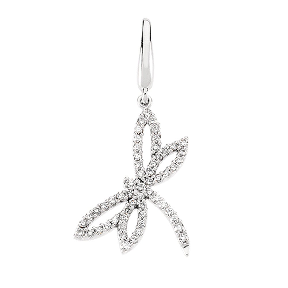 1/3 cttw G-H, I1 Diamond Dragonfly Charm in 14k White Gold, Item P8837 by The Black Bow Jewelry Co.