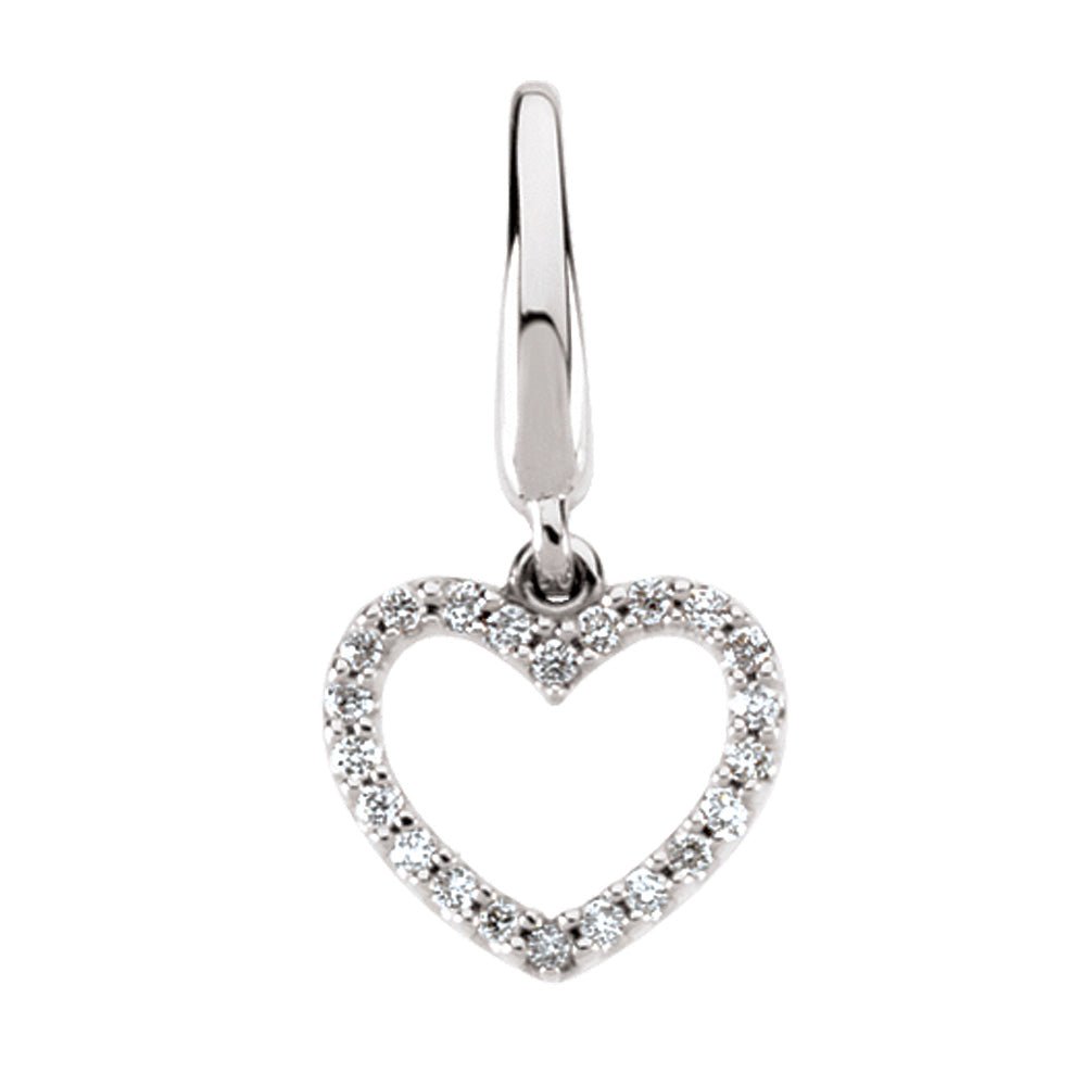 1/8 cttw G-H, I1 Diamond Heart Charm in 14k White Gold, Item P8838 by The Black Bow Jewelry Co.