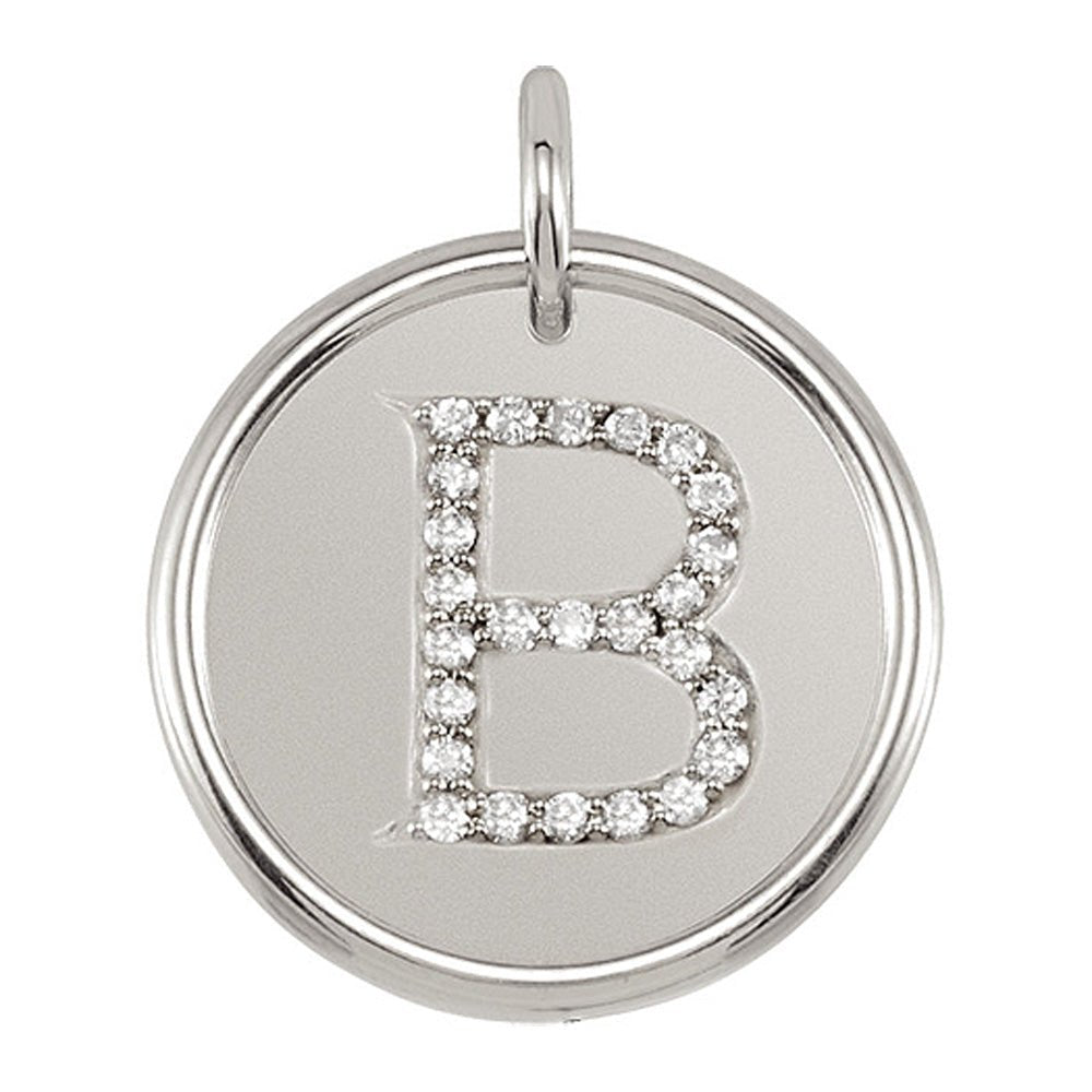 1/8 Ctw G-H, I1 Diamond Initial 17mm Sterling Silver Pendant Letter B, Item P8880 by The Black Bow Jewelry Co.