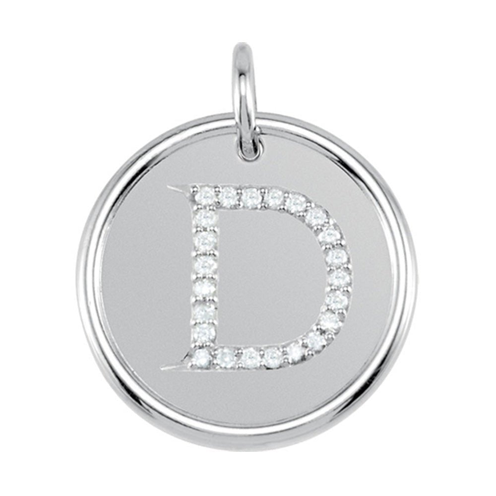 1/10 Ctw G-H, I1 Diamond Initial 17mm Sterling Silver Pendant Letter D, Item P8882 by The Black Bow Jewelry Co.