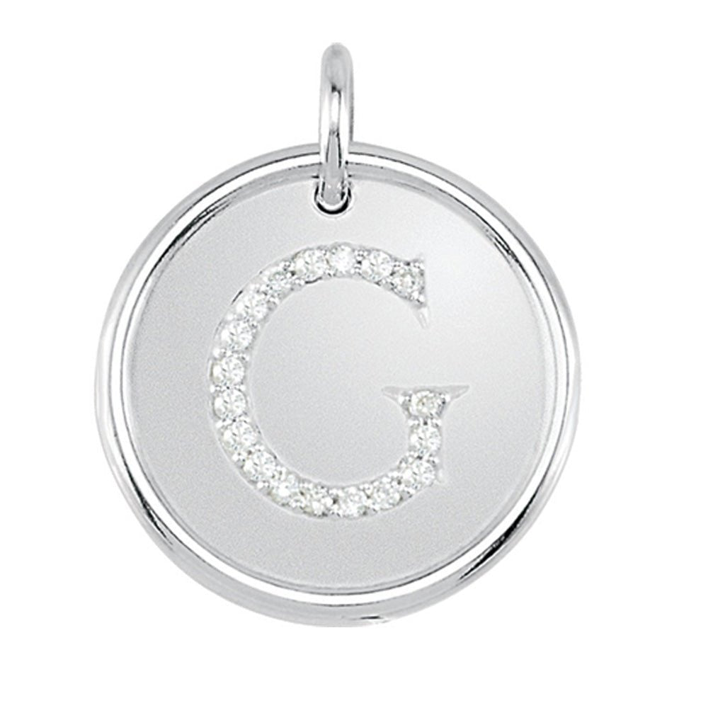 1/10 Ctw G-H, I1 Diamond Initial 17mm Sterling Silver Pendant Letter G, Item P8885 by The Black Bow Jewelry Co.