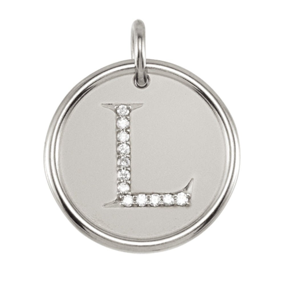 1/15 Ctw G-H, I1 Diamond Initial 17mm Sterling Silver Pendant Letter L, Item P8890 by The Black Bow Jewelry Co.