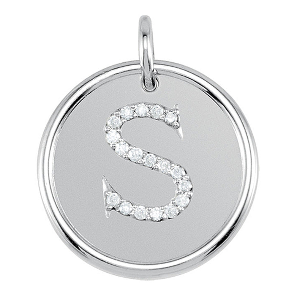1/10 Ctw G-H, I1 Diamond Initial 17mm Sterling Silver Pendant Letter S, Item P8897 by The Black Bow Jewelry Co.