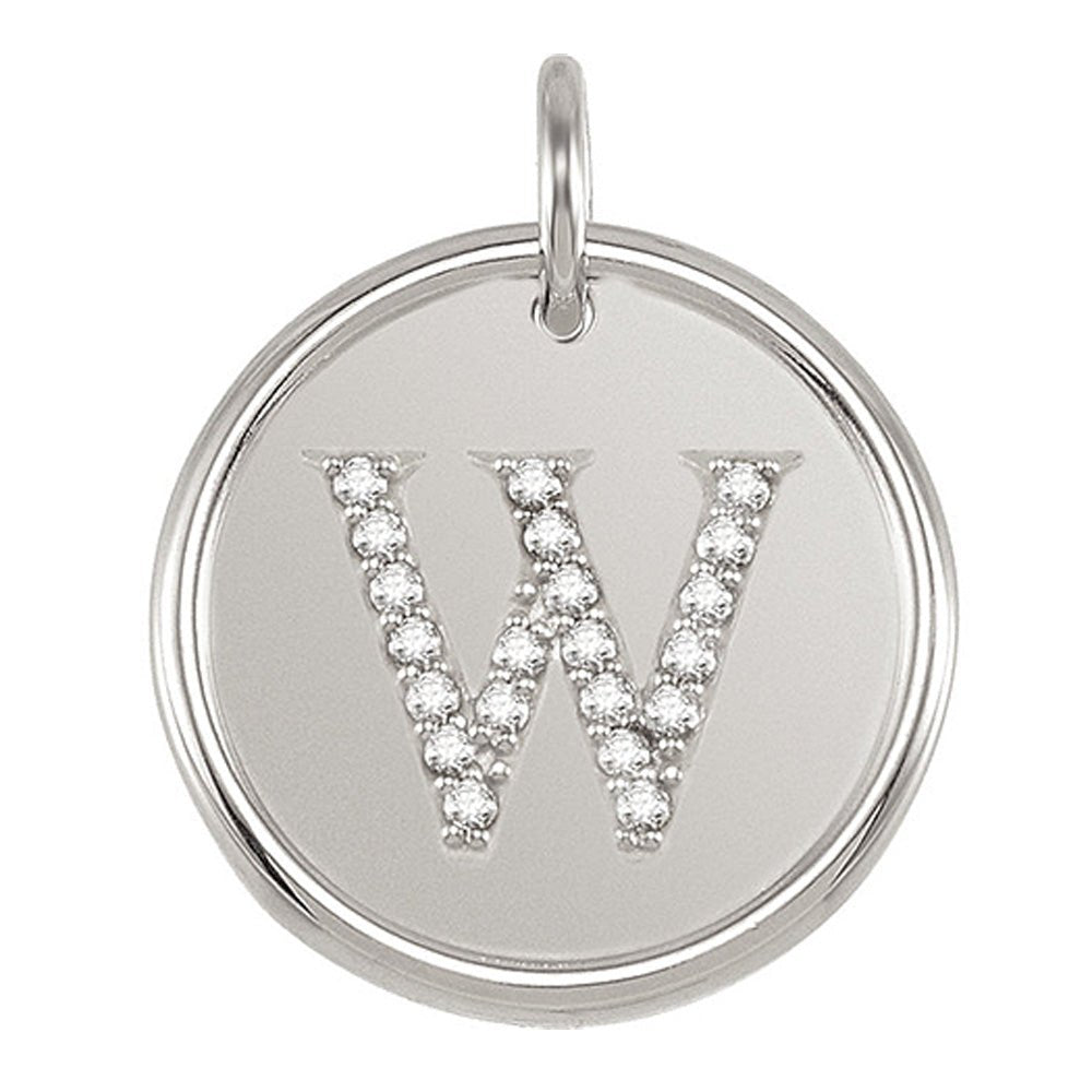1/10 Ctw G-H, I1 Diamond Initial 17mm Sterling Silver Pendant Letter W, Item P8901 by The Black Bow Jewelry Co.