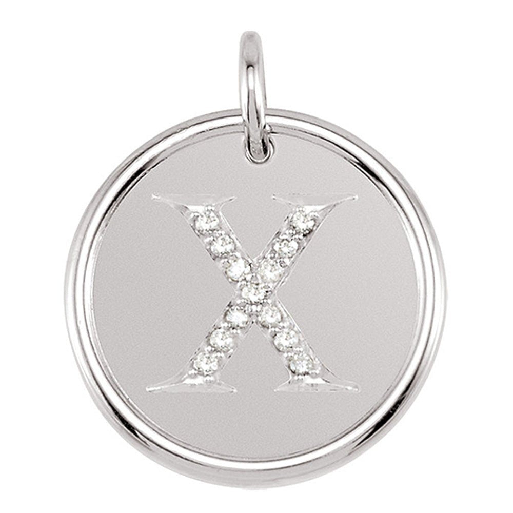 1/15 Ctw G-H, I1 Diamond Initial 17mm Sterling Silver Pendant Letter X, Item P8902 by The Black Bow Jewelry Co.