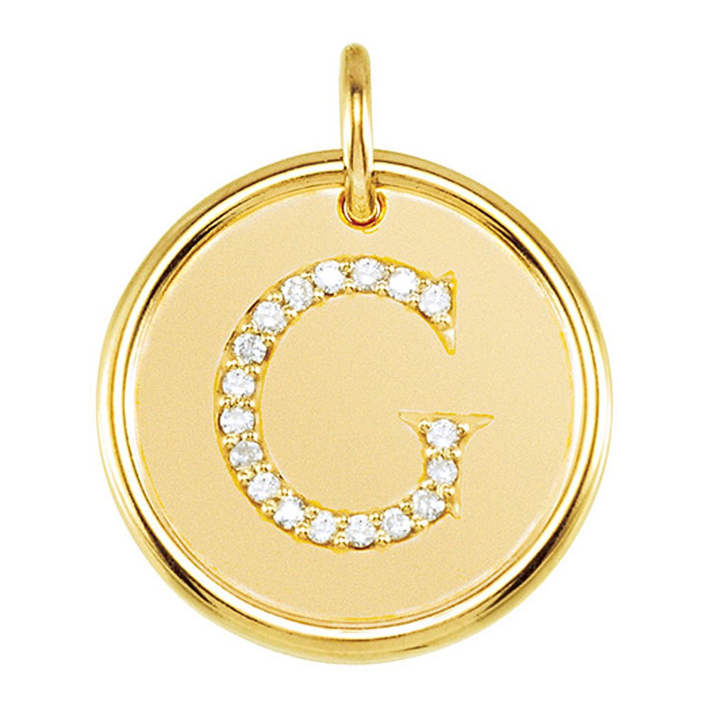 1/10 Ctw G-H, I1 Diamond Initial 17mm 14k Yellow Gold Pendant Letter G, Item P8911 by The Black Bow Jewelry Co.