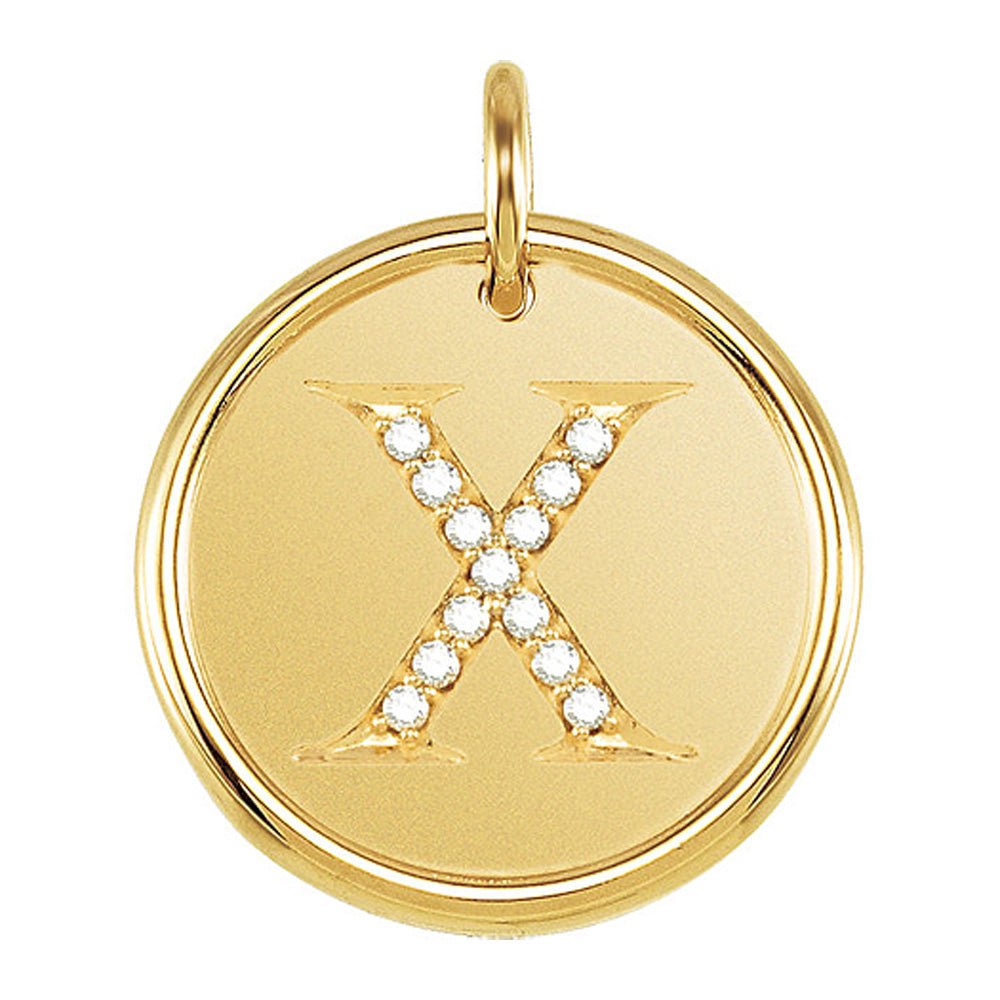 1/15 Ctw G-H, I1 Diamond Initial 17mm 14k Yellow Gold Pendant Letter X, Item P8928 by The Black Bow Jewelry Co.