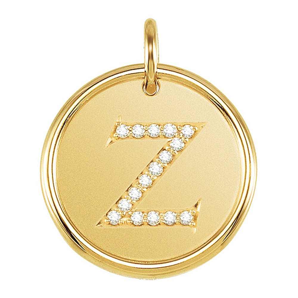 .08 Ctw G-H, I1 Diamond Initial 17mm 14k Yellow Gold Pendant Letter Z, Item P8930 by The Black Bow Jewelry Co.