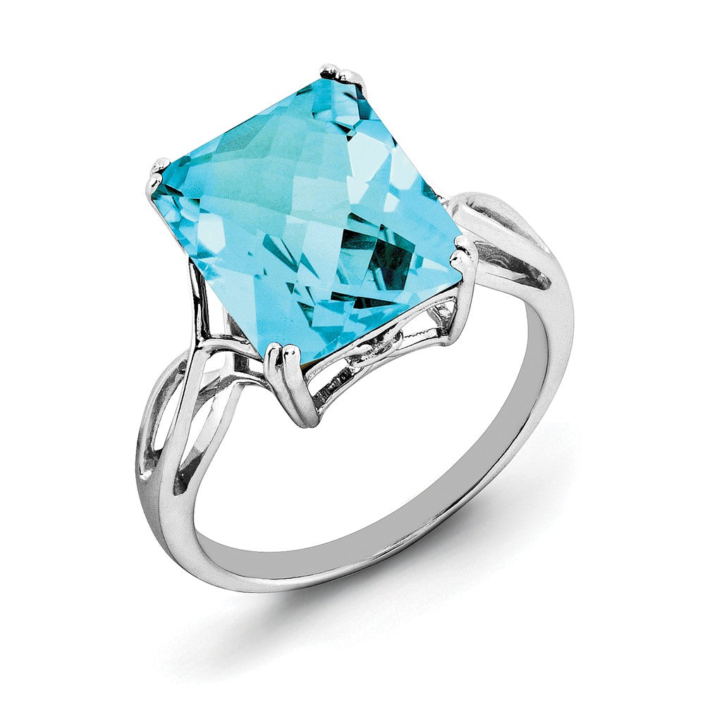 Octagonal Light Blue Topaz Ring in Sterling Silver, Item R10000 by The Black Bow Jewelry Co.