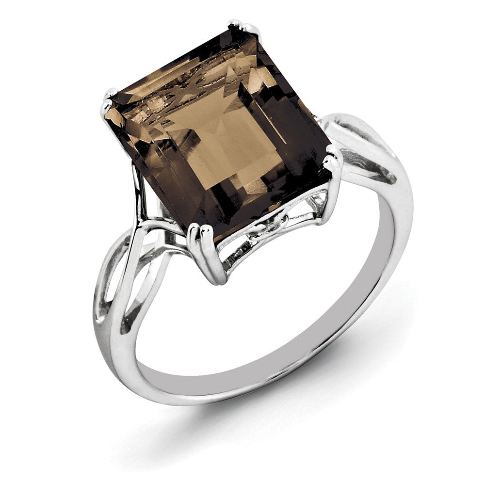 Octagonal Smokey Quartz Ring in Sterling Silver, Item R10002 by The Black Bow Jewelry Co.