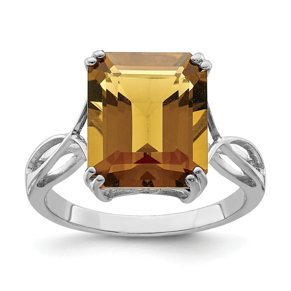 Octagonal Whiskey Quartz Ring in Sterling Silver, Item R10003 by The Black Bow Jewelry Co.