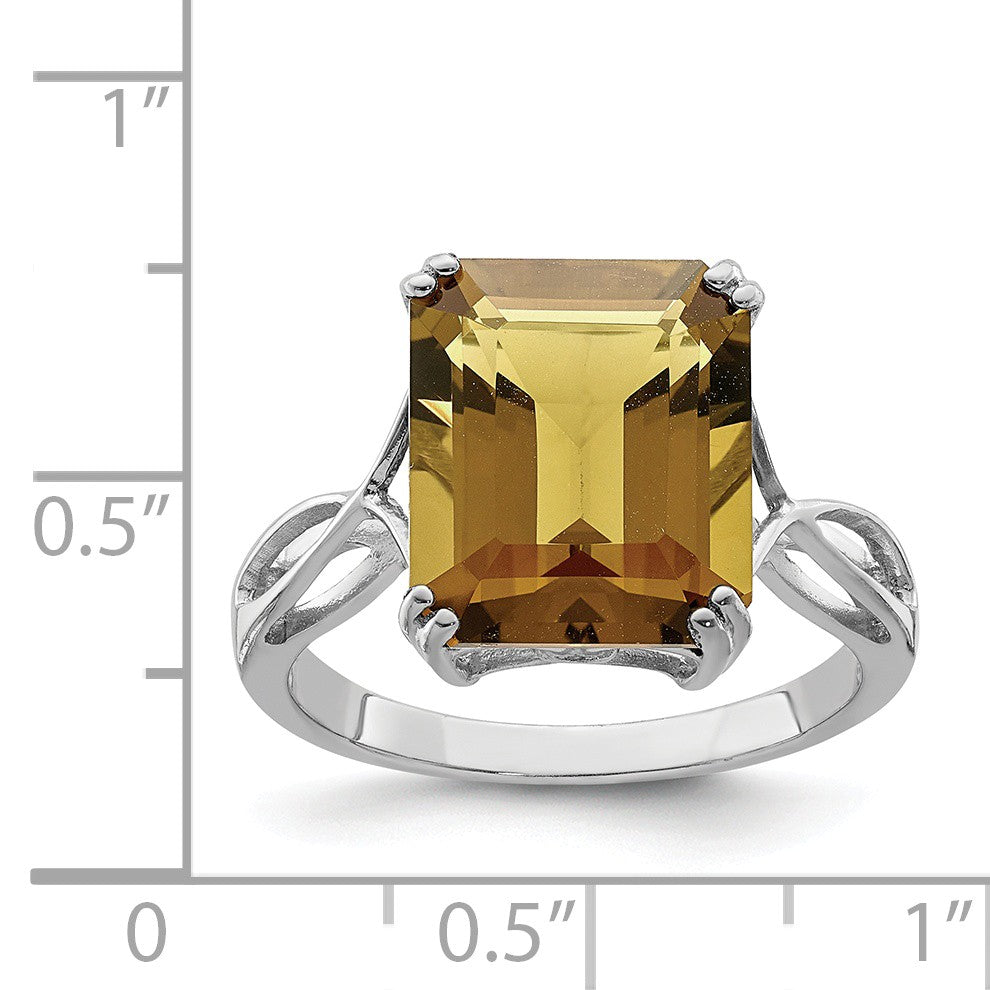 Alternate view of the Octagonal Whiskey Quartz Ring in Sterling Silver by The Black Bow Jewelry Co.