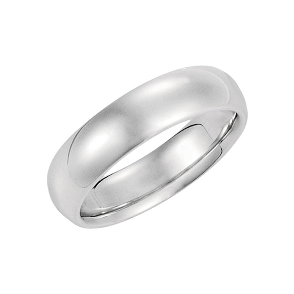 5mm Domed Comfort Fit Wedding Band in 14k White Gold, Item R10172 by The Black Bow Jewelry Co.