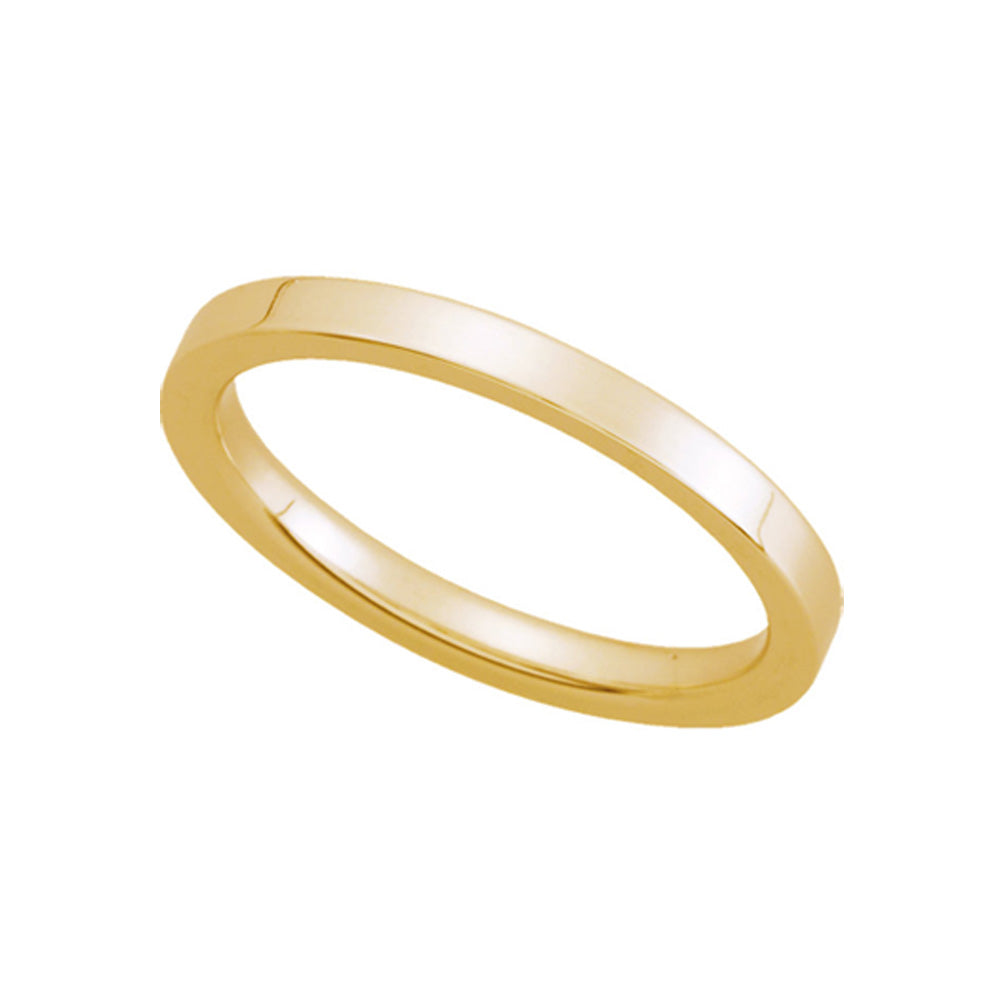 2mm Flat Comfort Fit Wedding Band in 14k Yellow Gold, Item R10194 by The Black Bow Jewelry Co.