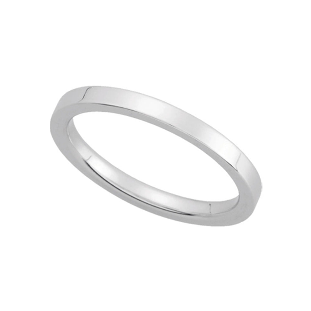 2mm Flat Comfort Fit Wedding Band in 14k White Gold, Item R10195 by The Black Bow Jewelry Co.