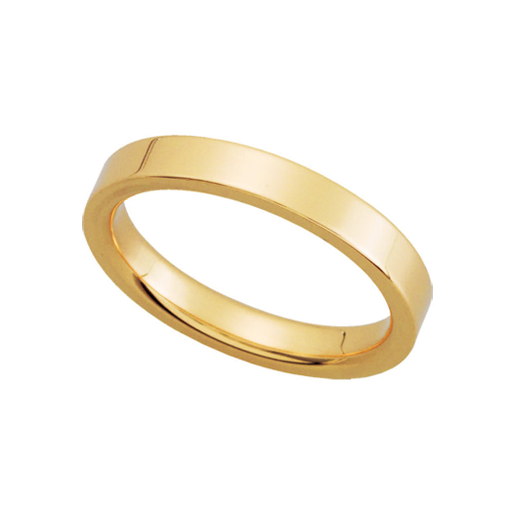 3mm Flat Comfort Fit Wedding Band in 14k Yellow Gold, Item R10199 by The Black Bow Jewelry Co.