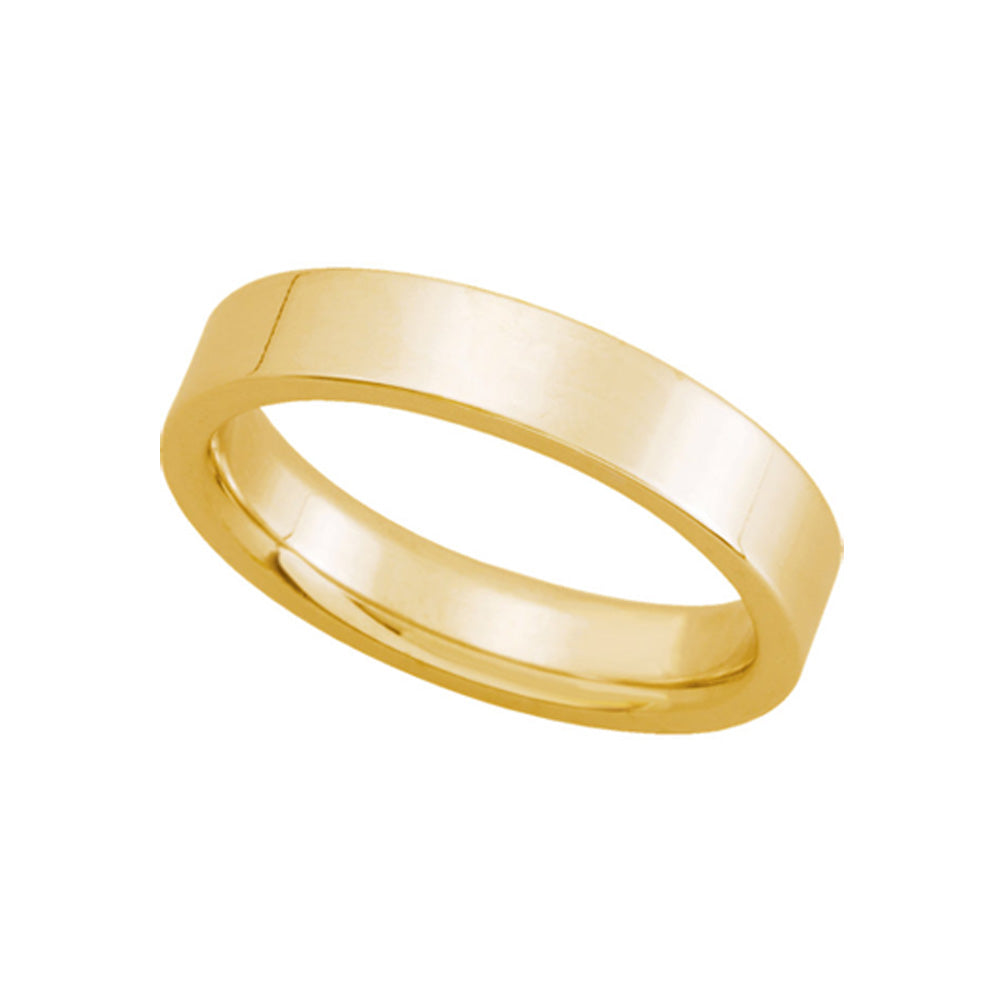 4mm Flat Comfort Fit Wedding Band in 14k Yellow Gold, Item R10204 by The Black Bow Jewelry Co.