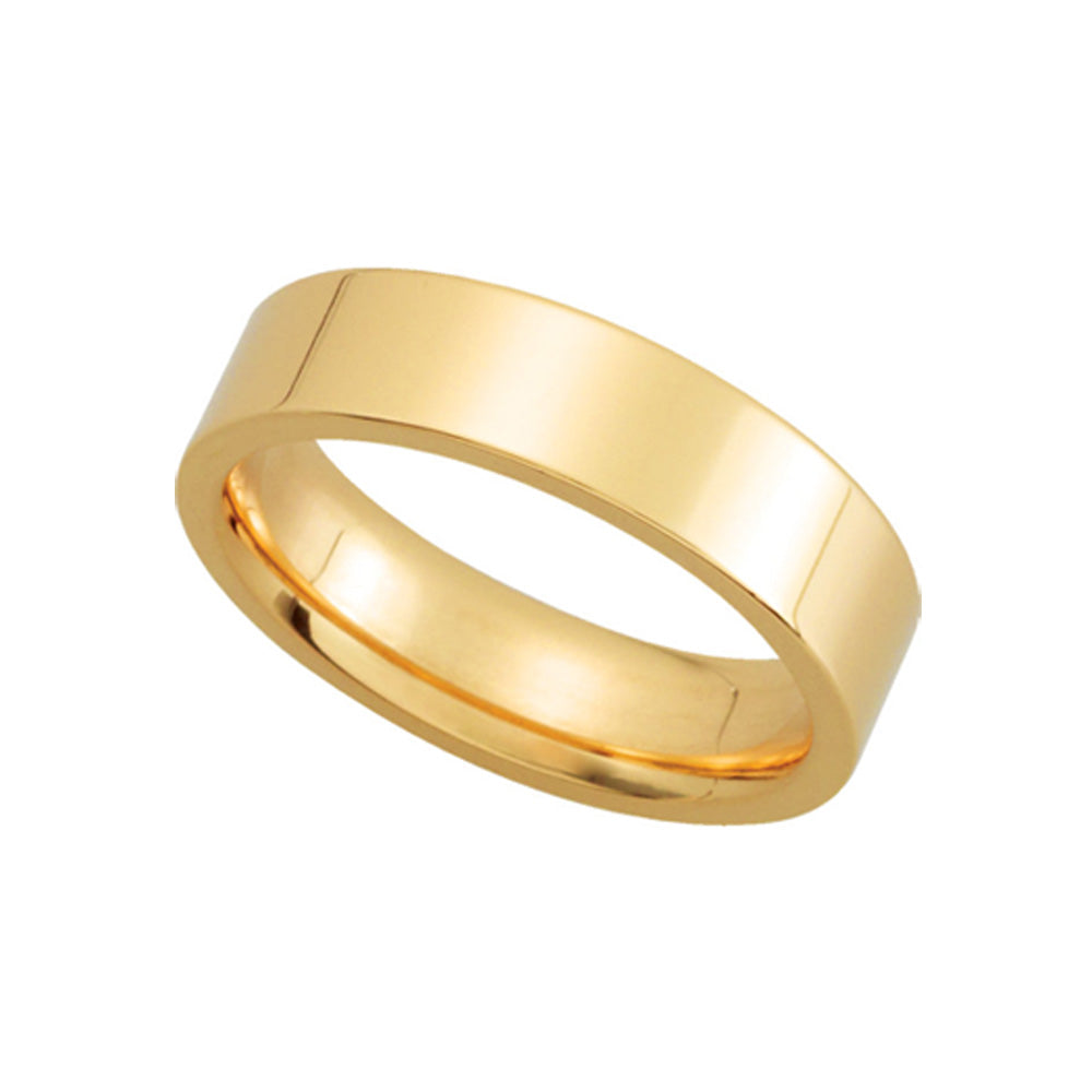5mm Flat Comfort Fit Wedding Band in 14k Yellow Gold, Item R10209 by The Black Bow Jewelry Co.
