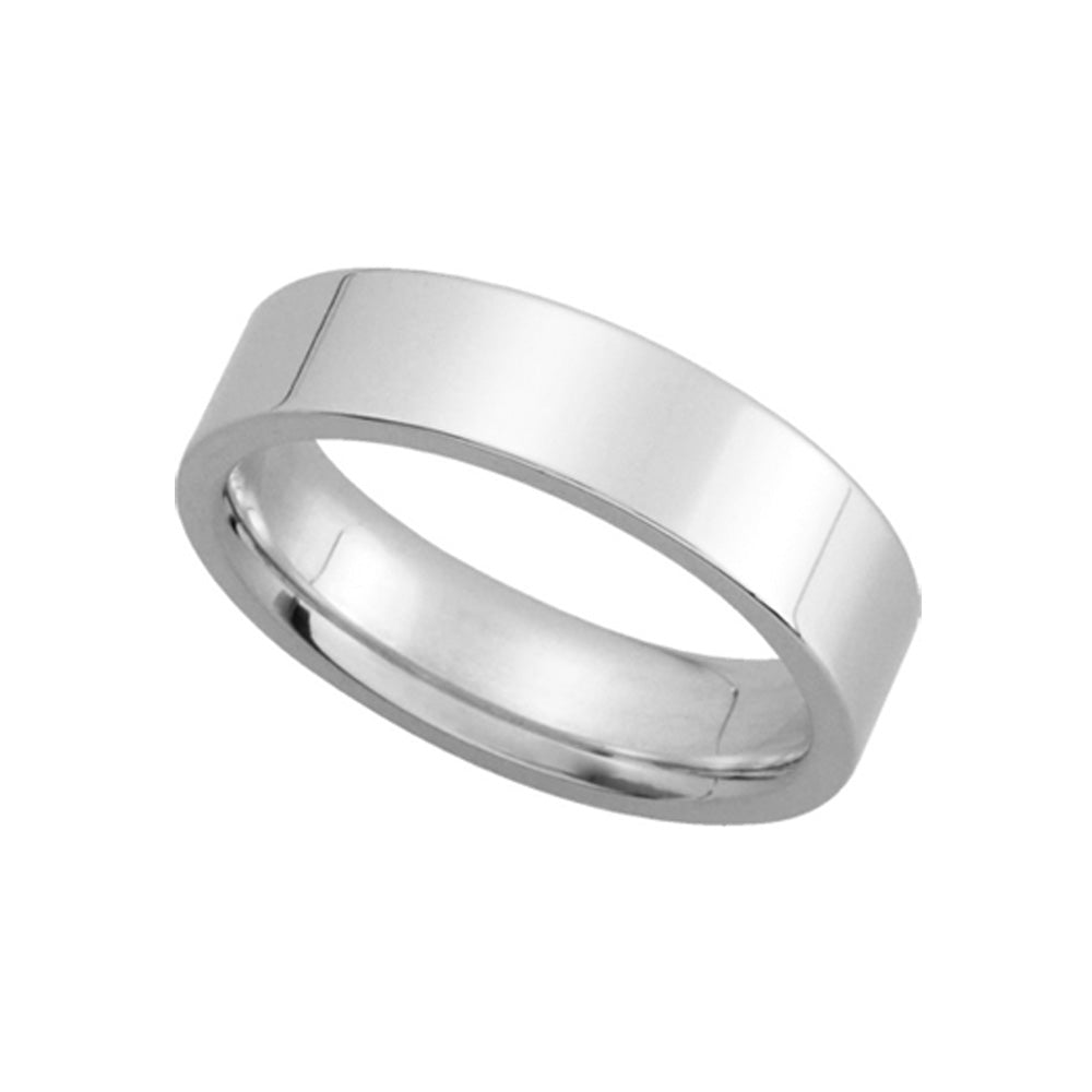 5mm Flat Comfort Fit Wedding Band in Platinum, Item R10211 by The Black Bow Jewelry Co.