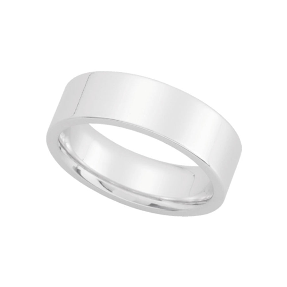 6mm Flat Comfort Fit Wedding Band in Platinum, Item R10216 by The Black Bow Jewelry Co.