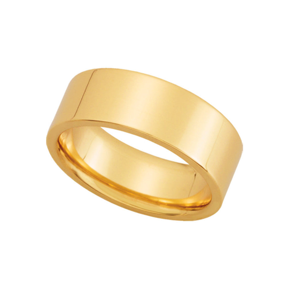7mm Flat Comfort Fit Wedding Band in 14k Yellow Gold, Item R10219 by The Black Bow Jewelry Co.