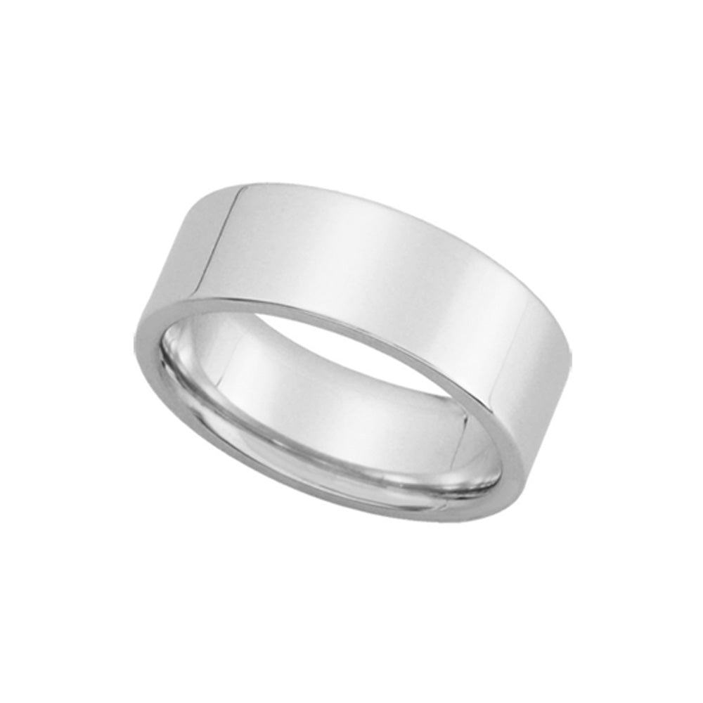 7mm Flat Comfort Fit Wedding Band in Platinum, Item R10221 by The Black Bow Jewelry Co.