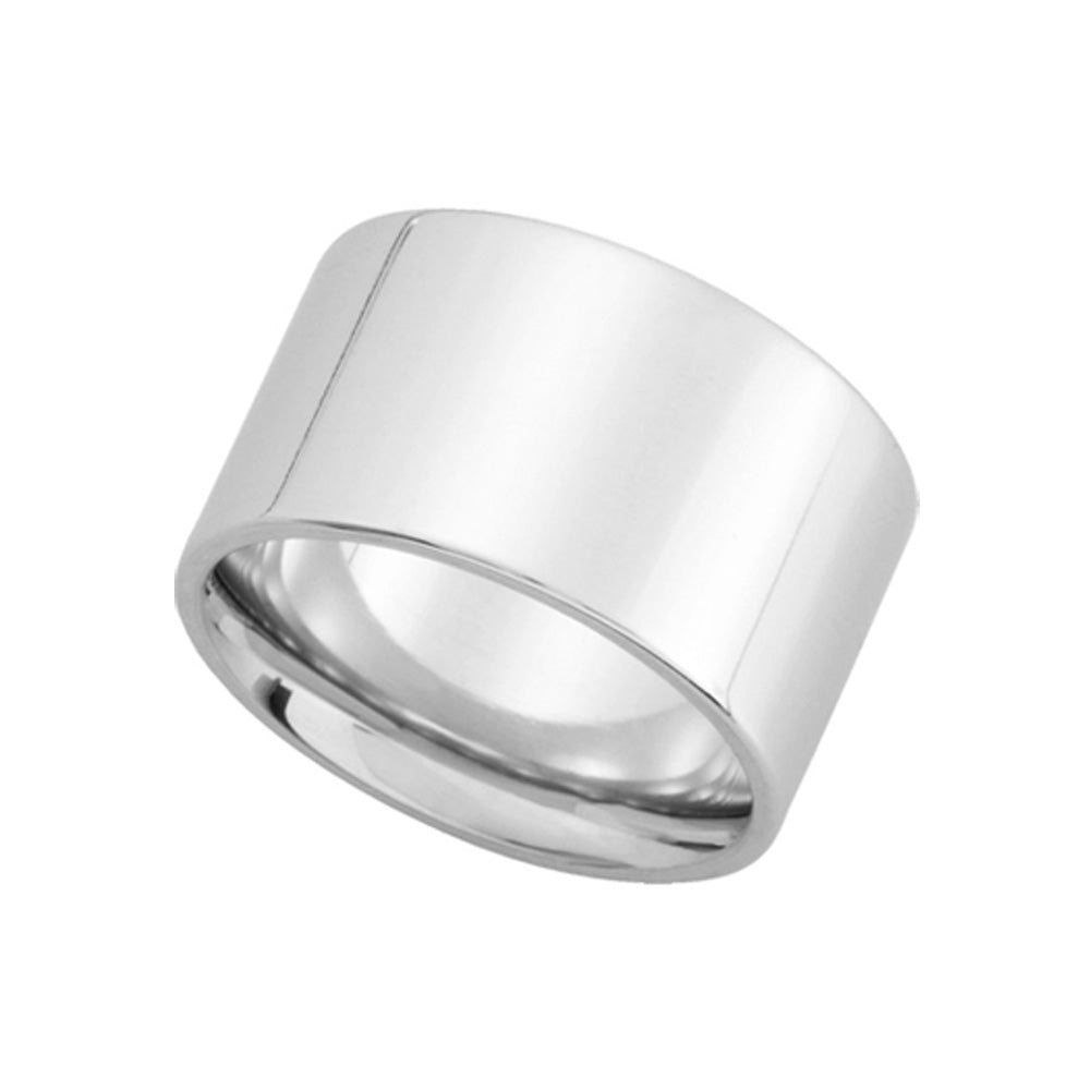 12mm Flat Comfort Fit Wedding Band in 14k White Gold, Item R10233 by The Black Bow Jewelry Co.