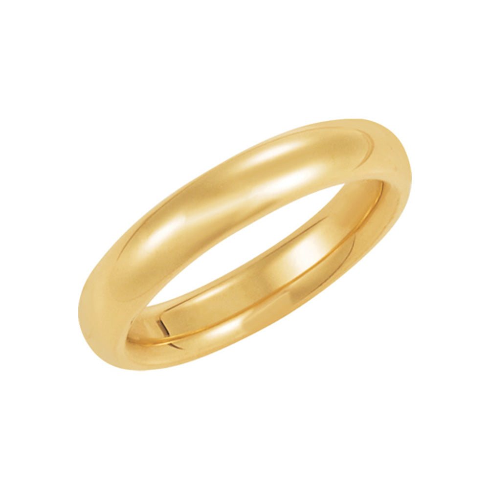 4mm Heavy Polished Domed Comfort Fit 14k Yellow Gold Band, Item R10249 by The Black Bow Jewelry Co.