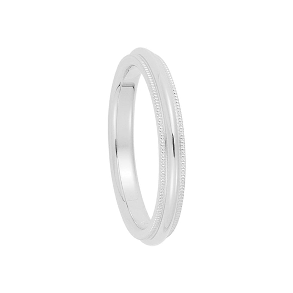 3mm Milgrain Edge Comfort Fit Domed Band in 14k White Gold, Item R10254 by The Black Bow Jewelry Co.